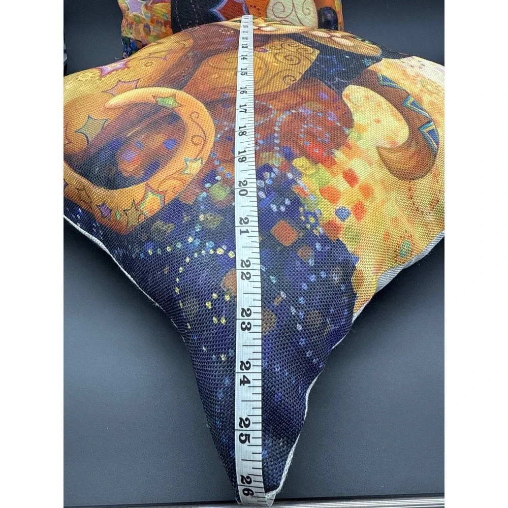 Set‎ of 2 Artistic Cat Throw Pillows Mosaic Celestial Moon Star Decorative 18x18
